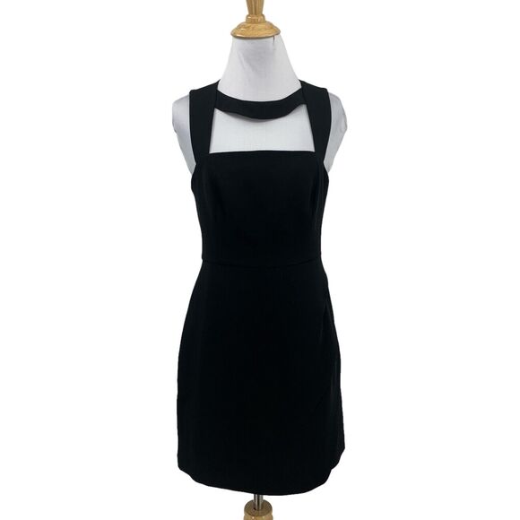 BCBGeneration Dress Womens 4 Black Sheath Cutout Choker Front Mesh Back Zip Up - Picture 1 of 15
